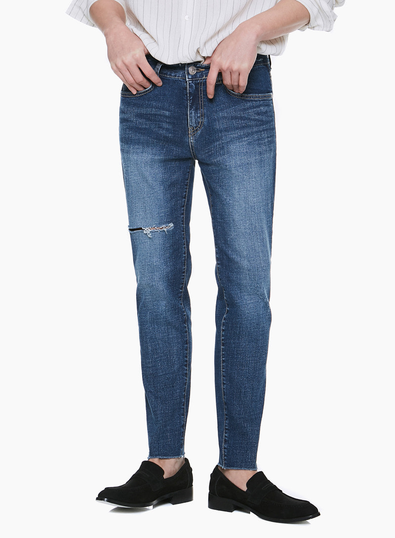 LM026 DAMAGE STRAIGHT JEANS