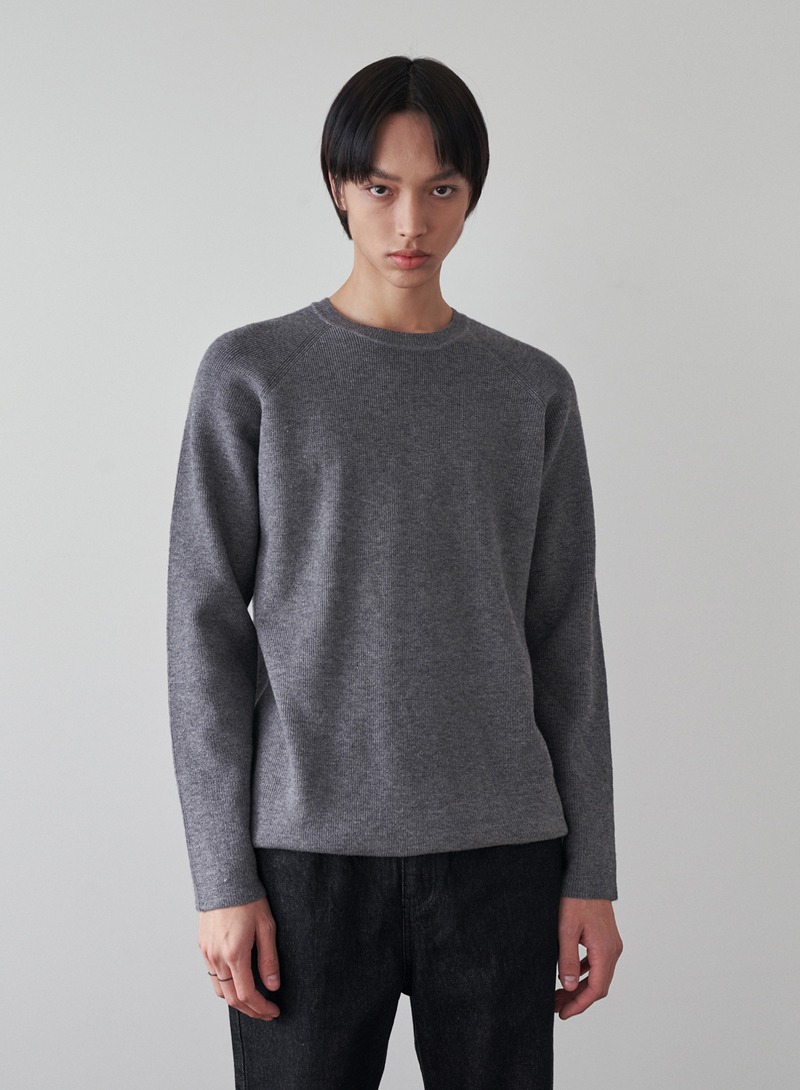 ROUNDING CROW NECK KNIT_CHARCOAL